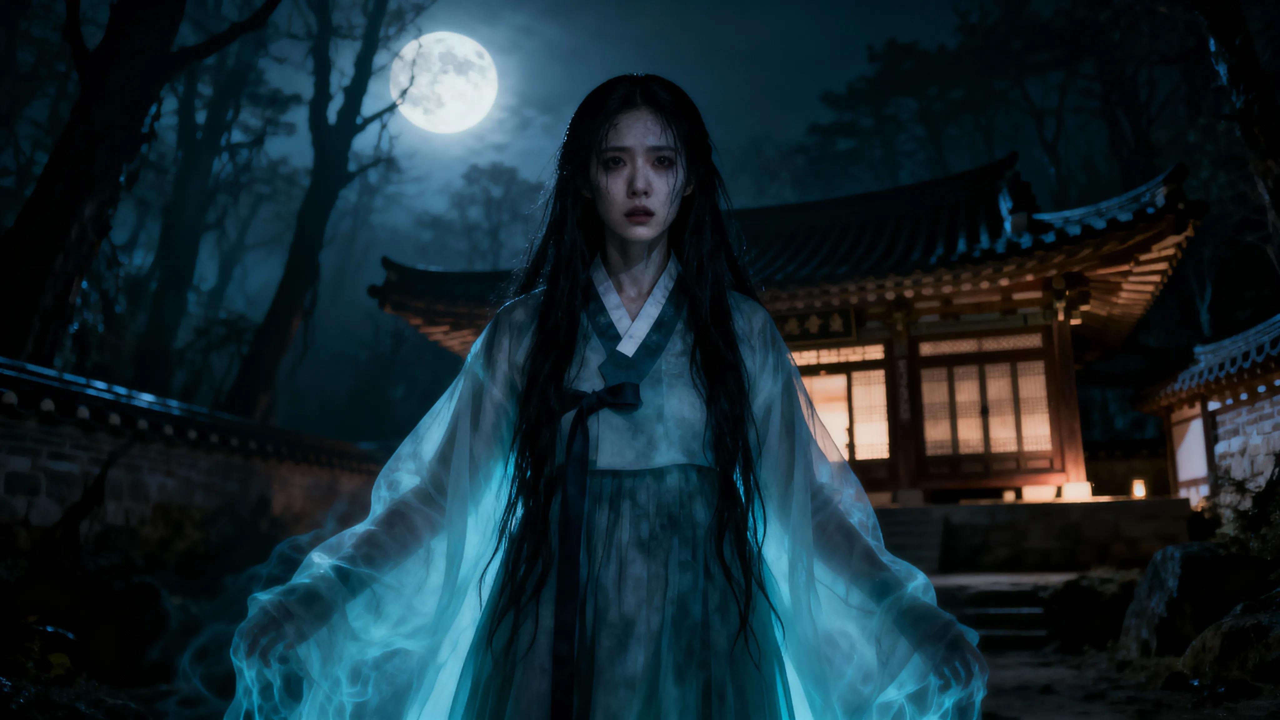 넷플릭스 공포영화 추천 귀신 전통 의상 밤하늘